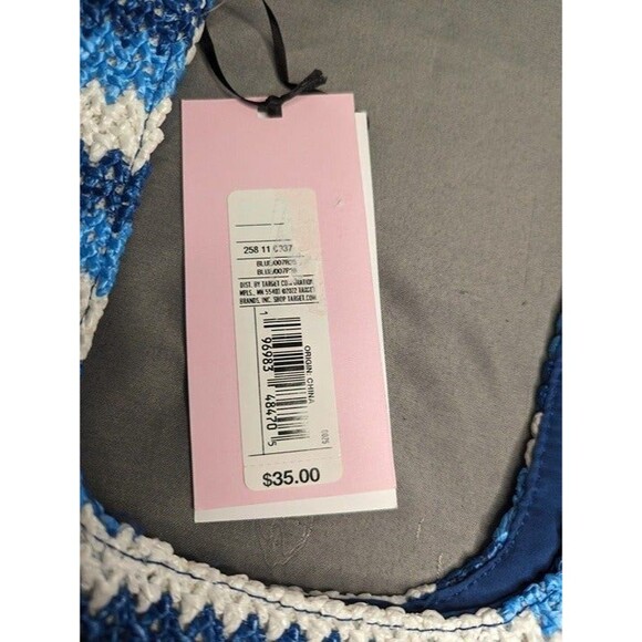 Future Collective Chevron Print Striped Satchel Bag Blue/White - Picture 5 of 5